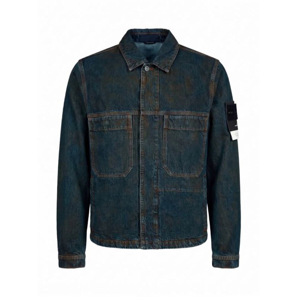 Stone Island Men `Laser Pigment Indigo Denim` Biker Jacket